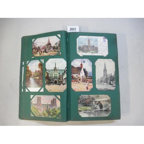 2603 - A good postcard album including military, topographical, transport etc (approx 280 postcards, a sele... 