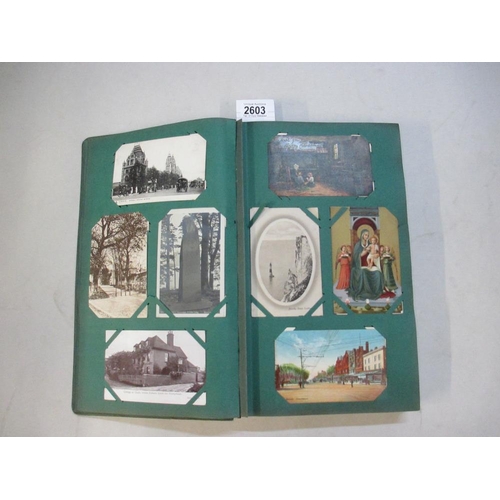 2603 - A good postcard album including military, topographical, transport etc (approx 280 postcards, a sele... 