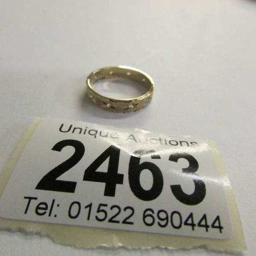 2463 - A 9ct gold hall marked ring, stone set, Birmingham 1978, size M.