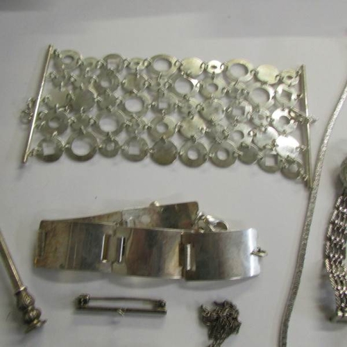 2466 - A mixed lot of silver items including silver spoons, necklace, bracelet, ring together with other mi... 