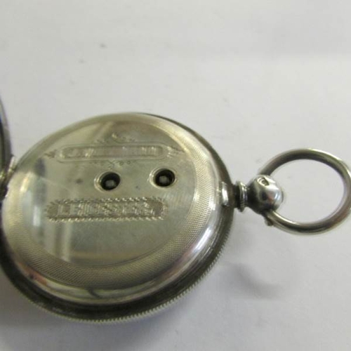 2491 - A Ladies Chester silver fob watch with key.