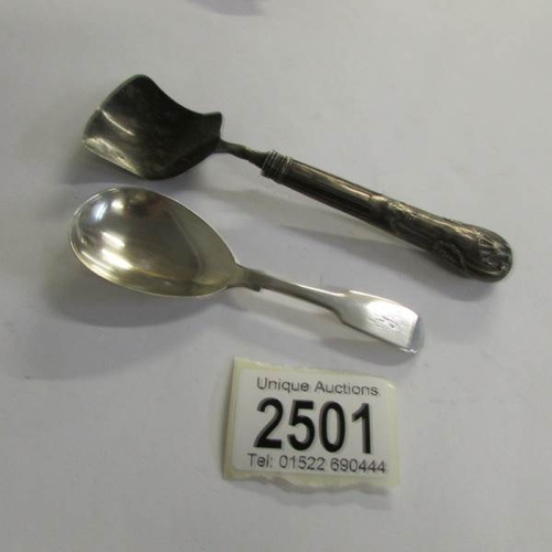 2501 - 2 silver caddy spoons.