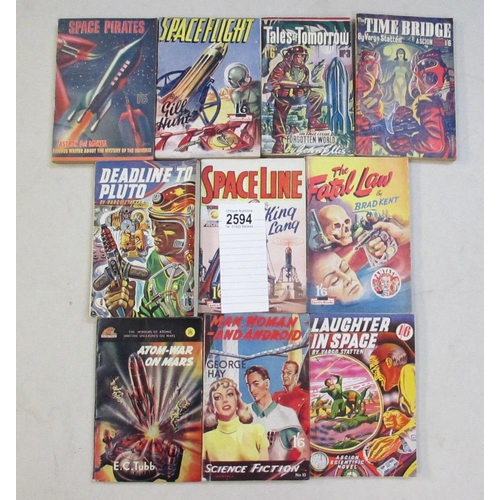 2594 - A good collection of 10 early Sci-Fi pulp magazines / books including Space Pirates, Spaceflight, La... 