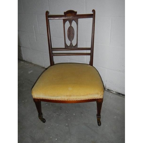 2752 - A mahogany inlaid bedroom chair in good condition.