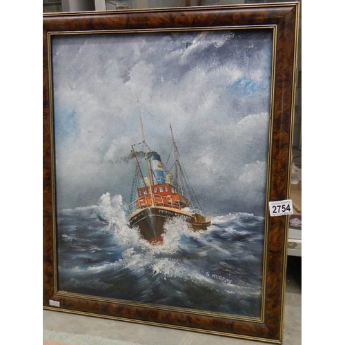 2753 - A French style pine framed oil painting.