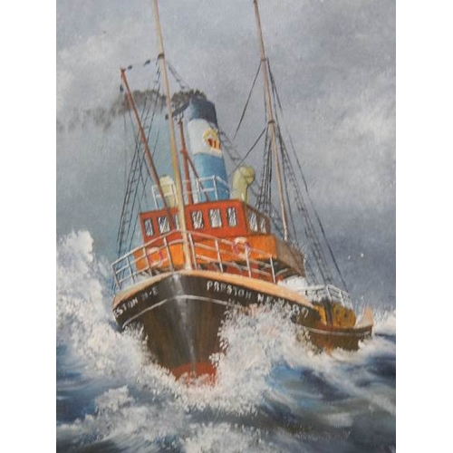 2754 - A painting on canvas depicting a lifeboat.