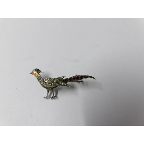 1001 - 4 silver bird brooches circa 1940/50's being eagle, enamelled and stone set pheasant, a swan and a m... 