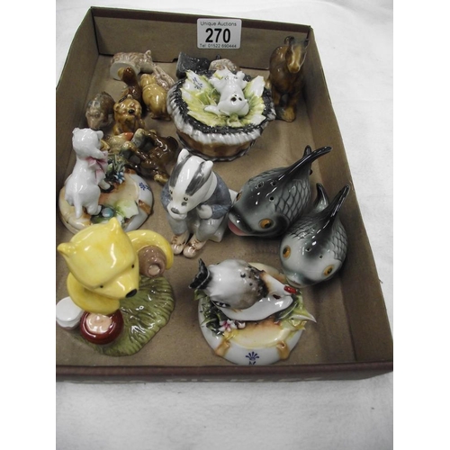 270 - A box of miscellaneous items including Goebel & Royal Doulton Winnie The Pooh etc.