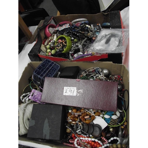 291 - 2 boxes of costume jewellery