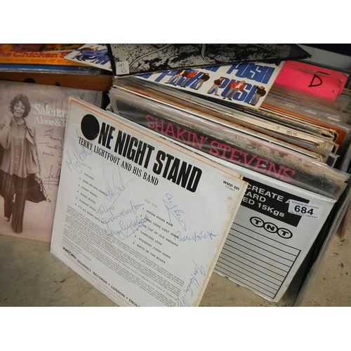 684 - Signed Barron Knights, Terry Lightfoot LP's and large quantity of  records.