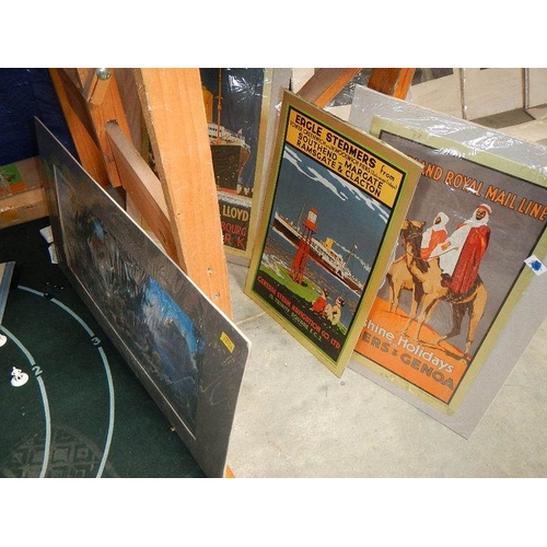 686 - A vintage Balyna indoor cricket game and a quantity of metal signs.