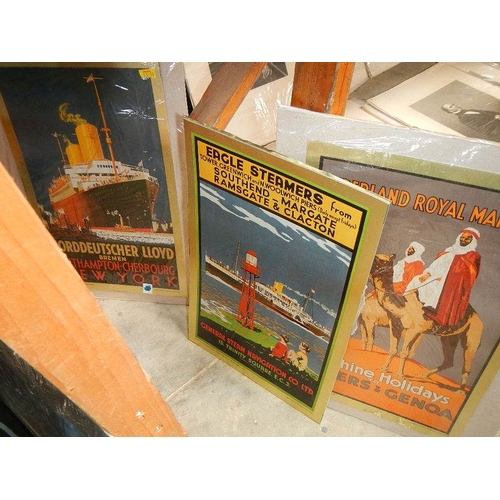 686 - A vintage Balyna indoor cricket game and a quantity of metal signs.