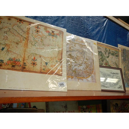 699 - A quantity of prints of early maps including Falklands.