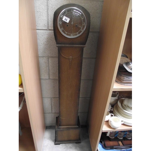 64 - An Edwardian oak Grandmother clock