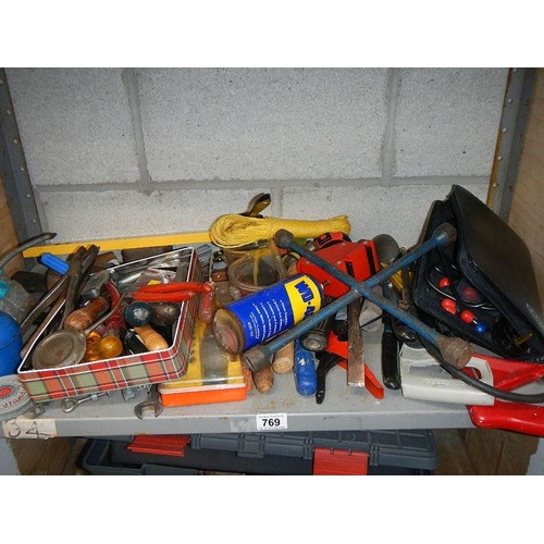 769 - 2 shelves of tools.