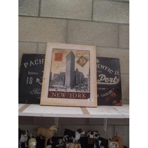 77 - 3 modern canvas prints (2 American adverts and New York scene)