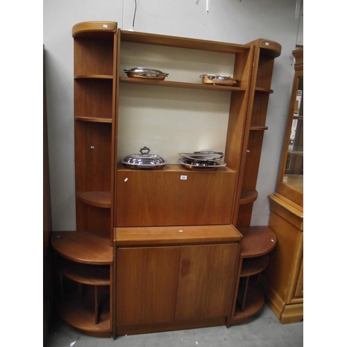 300 - A 1970's teak effect 3 piece wall unit