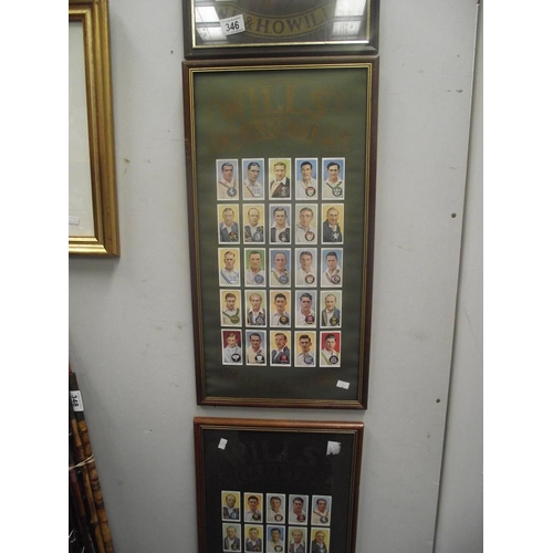 346 - 3 sets of framed reproduction Wills/Players cigarette collectors cards