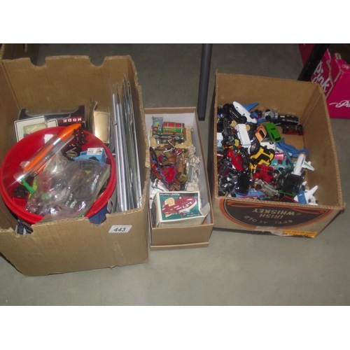 443 - 3 boxes of mixed diecast toys etc.