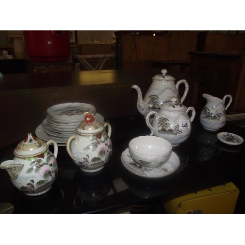 445 - A signed Oriental part teaset etc.