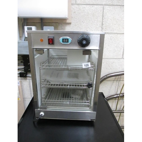 109 - A glass sided commercial counter top food heater cabinet