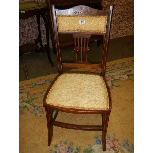 1303 - A good mahogany inlaid bedroom chair.