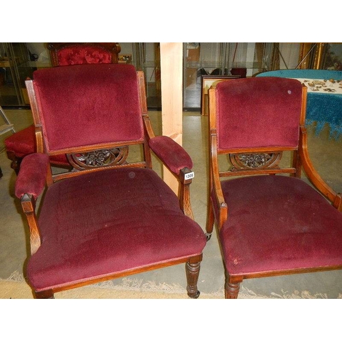 1305 - A pair of Grandmother/Grandfather inlaid chairs in good condition.