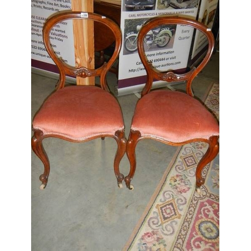 1306 - A pair of Victorian cabriole leg bedroom chairs.