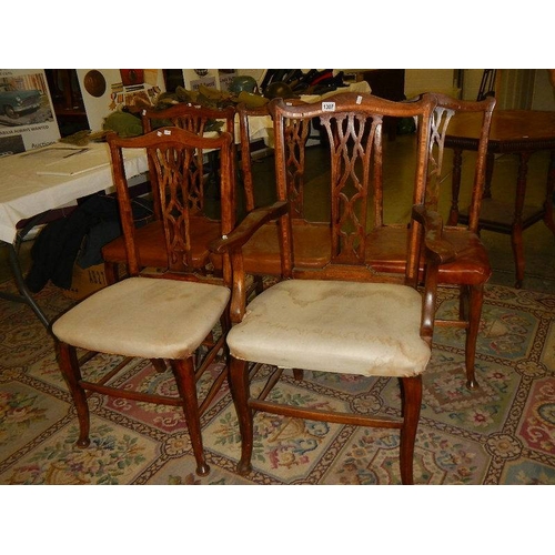 1307 - A Georgian carver chair and 4 matching dining chairs.