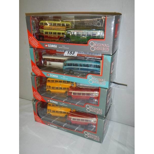 153 - Four Corgi 176 scale Original Omnibus die cast two model bus box sets.