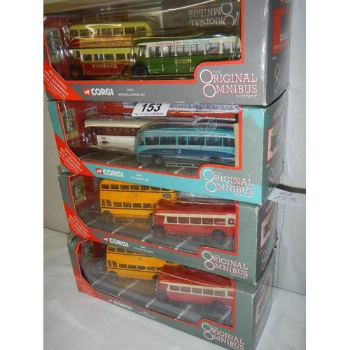 153 - Four Corgi 176 scale Original Omnibus die cast two model bus box sets.