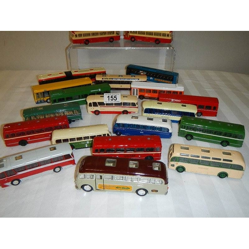 155 - Approximately 20 various die cast Corgi single decker buses.