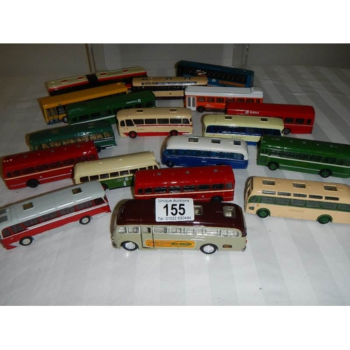 155 - Approximately 20 various die cast Corgi single decker buses.