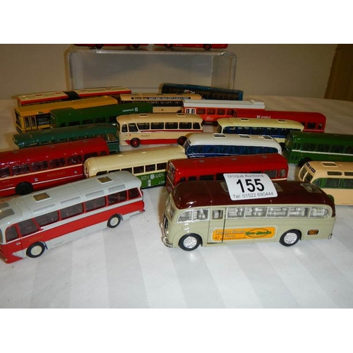 155 - Approximately 20 various die cast Corgi single decker buses.