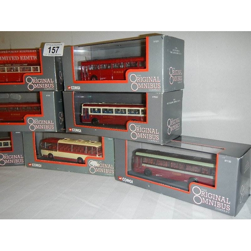 157 - Seven Corgi Original Omnibus die cast buses.