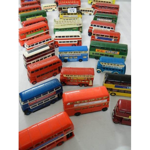 172 - A good lot of various die cast double decker buses.