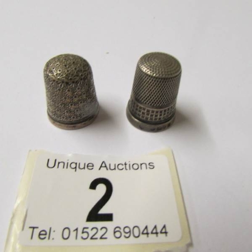 2 - A Charles Horner silver thimble and another silver thimble dated Birmingham 1925.