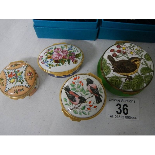 36 - 8 enameled boxes including Halcyon Days Easter eggs.