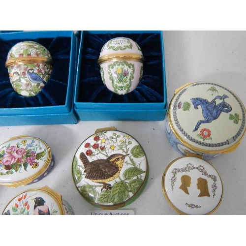 36 - 8 enameled boxes including Halcyon Days Easter eggs.