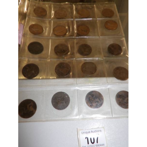 107 - 2 folders of English coins, some rare dates including 1895 trident, 1905 lowtide halfpenny etc.,