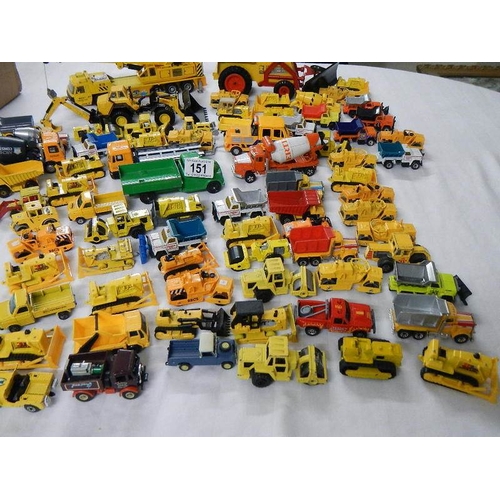 151 - Approximately 75 construction themed die cast vehicles.