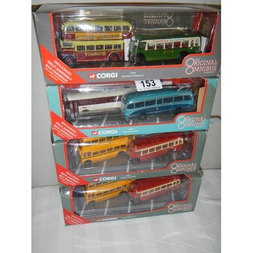 153 - Four Corgi 176 scale Original Omnibus die cast two model bus box sets.