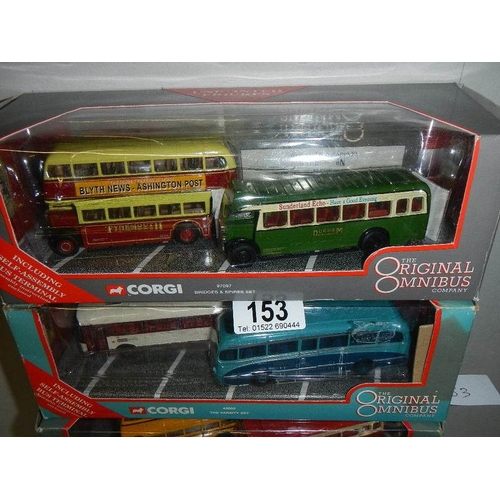 153 - Four Corgi 176 scale Original Omnibus die cast two model bus box sets.