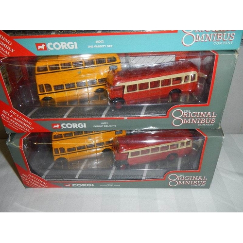 153 - Four Corgi 176 scale Original Omnibus die cast two model bus box sets.