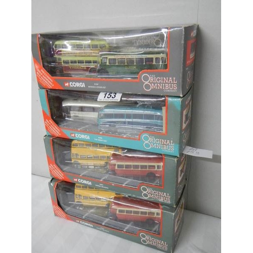 153 - Four Corgi 176 scale Original Omnibus die cast two model bus box sets.