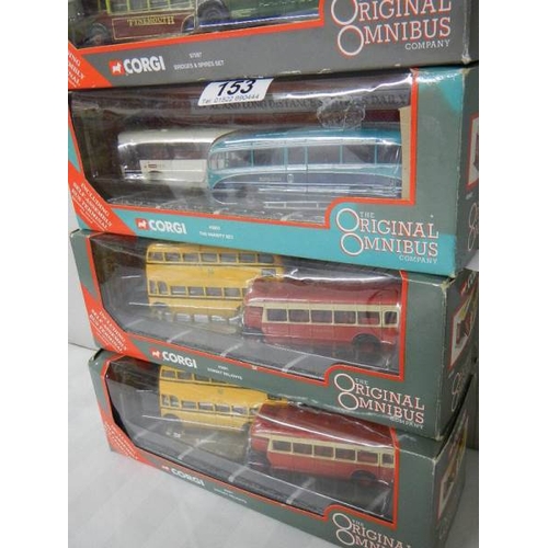 153 - Four Corgi 176 scale Original Omnibus die cast two model bus box sets.