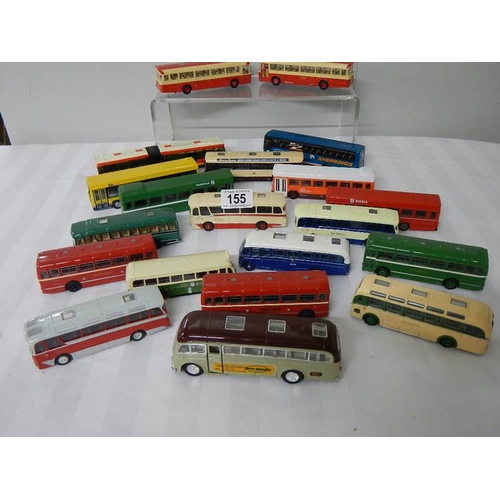 155 - Approximately 20 various die cast Corgi single decker buses.