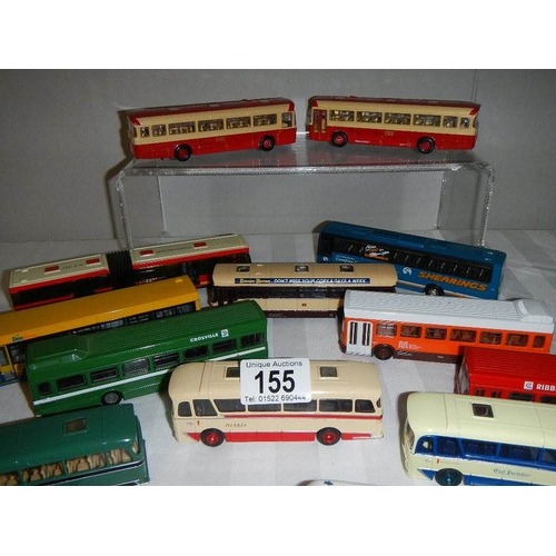 155 - Approximately 20 various die cast Corgi single decker buses.