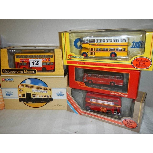 165 - Eight die cast Corgi model buses.