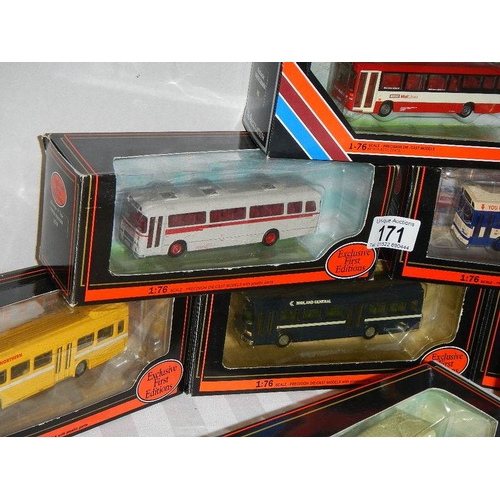 171 - Eight 176 scale Giblow Exclusive First Editions (EFE) buses.